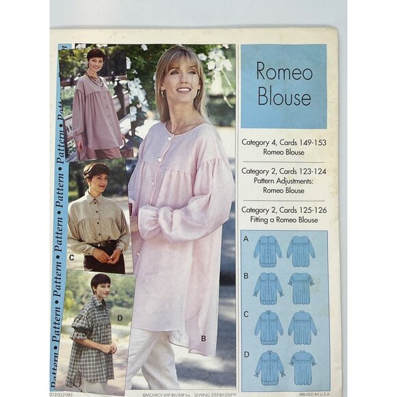 Romeo Blouse Sewing Pattern - Womens Sizes XS-XL Loose-Fit Design With Button Fr - Picture 1 of 2